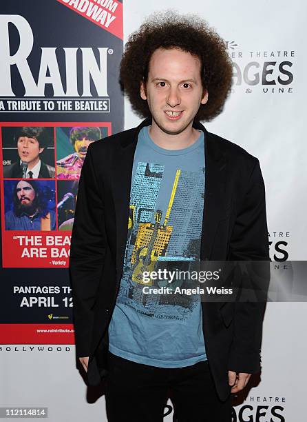 Actor Josh Sussman arrives at the opening night of 'Rain- A Tribute To The Beatles' at the Pantages Theatre on April 12, 2011 in Hollywood,...