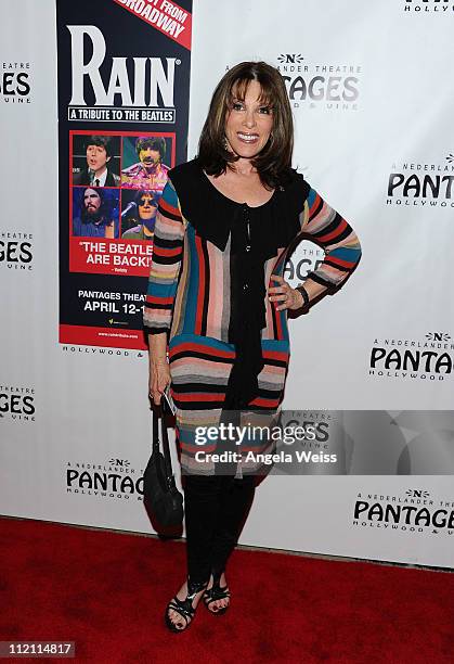 Actress Kate Linder arrives at the opening night of 'Rain- A Tribute To The Beatles' at the Pantages Theatre on April 12, 2011 in Hollywood,...