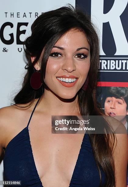 Actress Juliana Hansen arrives at the opening night of 'Rain- A Tribute To The Beatles' at the Pantages Theatre on April 12, 2011 in Hollywood,...