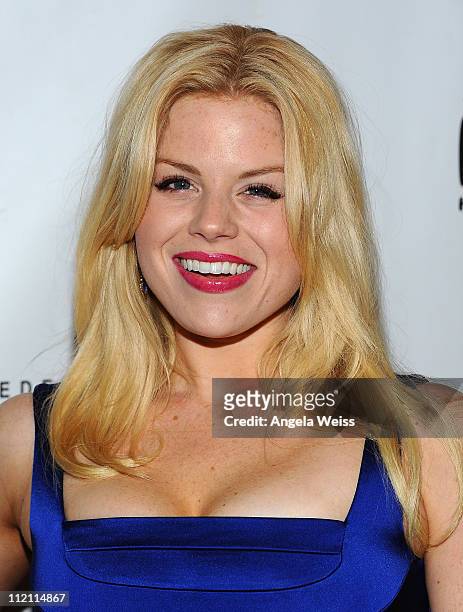 Actress Megan Hilty arrives at the opening night of 'Rain- A Tribute To The Beatles' at the Pantages Theatre on April 12, 2011 in Hollywood,...