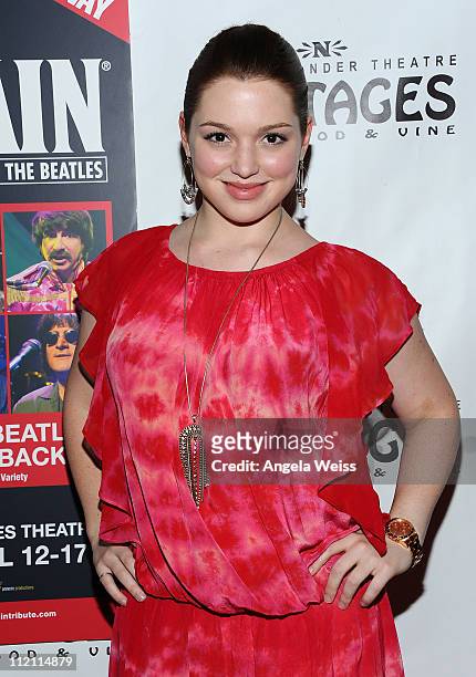Actress Jennifer Stone arrives at the opening night of 'Rain- A Tribute To The Beatles' at the Pantages Theatre on April 12, 2011 in Hollywood,...