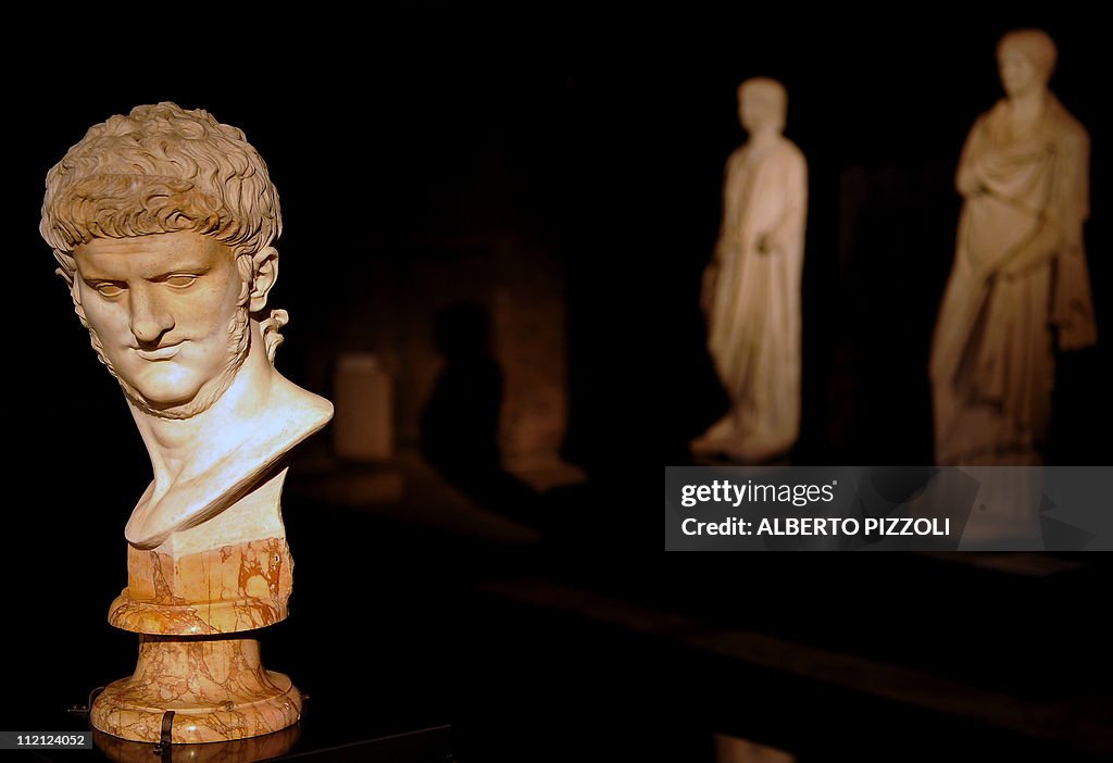 The statue of Roman Emperor Nero is pict