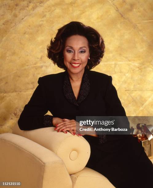 Seated, smiling portrait of American actress Diahann Carroll, New York, 2000.