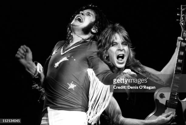 Ozzy Osbourne and Randy Rhoads live in the UK, 1980.