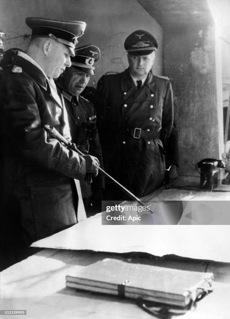 Erwin Rommel Senior German marshal Erwin Rommel visiting fortifications on mediterranean ...