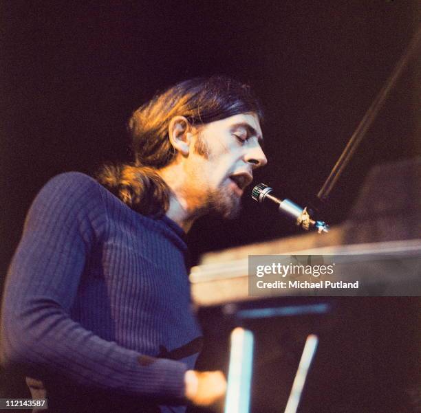 John Mayall performs on stage, Royal Albert Hall, London, 1971.