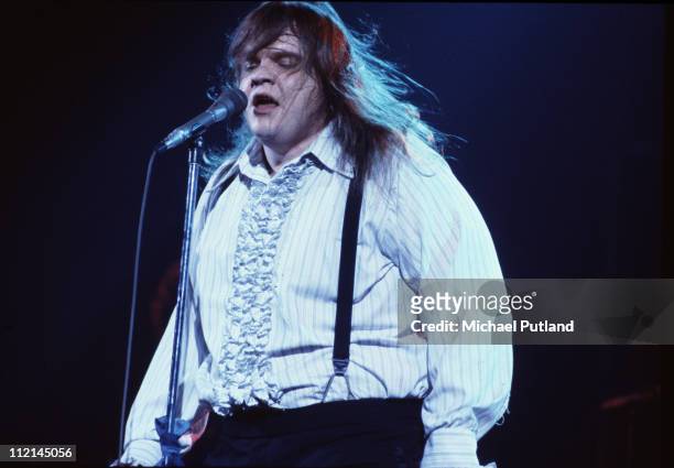 American singer Meat Loaf performing on stage during the Bat Out Of Hell Tour, USA, March 1978.