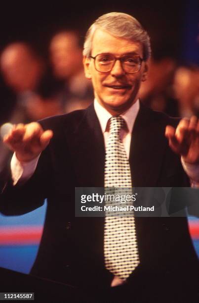Prime Minister John Major speaks at the Conservative Party Conference, UK, 1995.