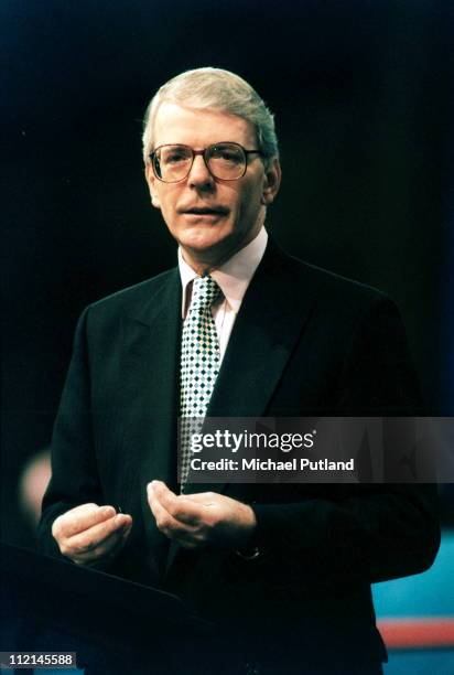 Prime Minister John Major speaks at the Conservative Party Conference, UK, 1995.