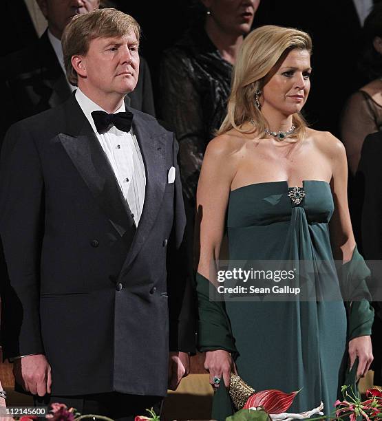 Prince Willem-Alexander and Princess Maxima of the Netherlands attend a performance of the Dutch Royal Concert Orchestra at the Berlin Philharmonic...