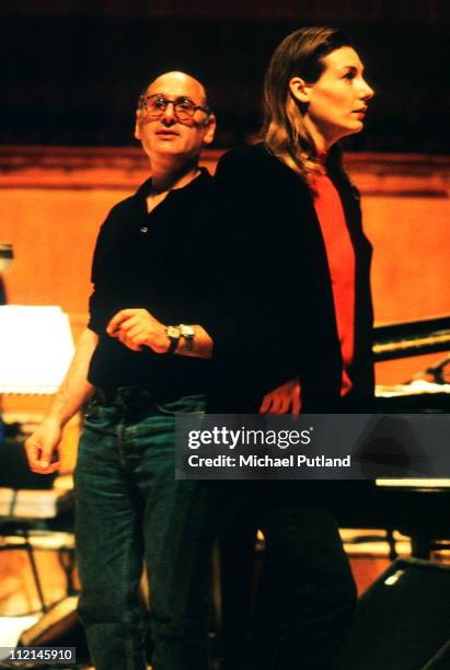 Ute Lemper and Michael Nyman perform on stage, Royal Festival Hall, London, 1992.
