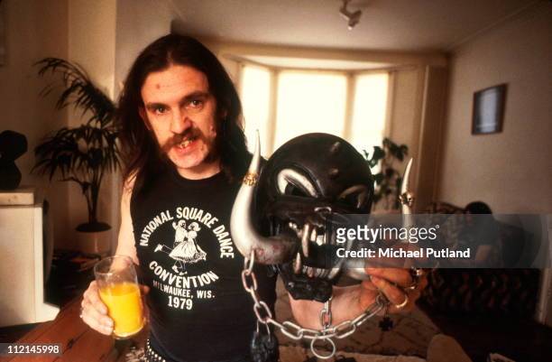 Lemmy Kilmister of Motorhead, portrait, 1982.