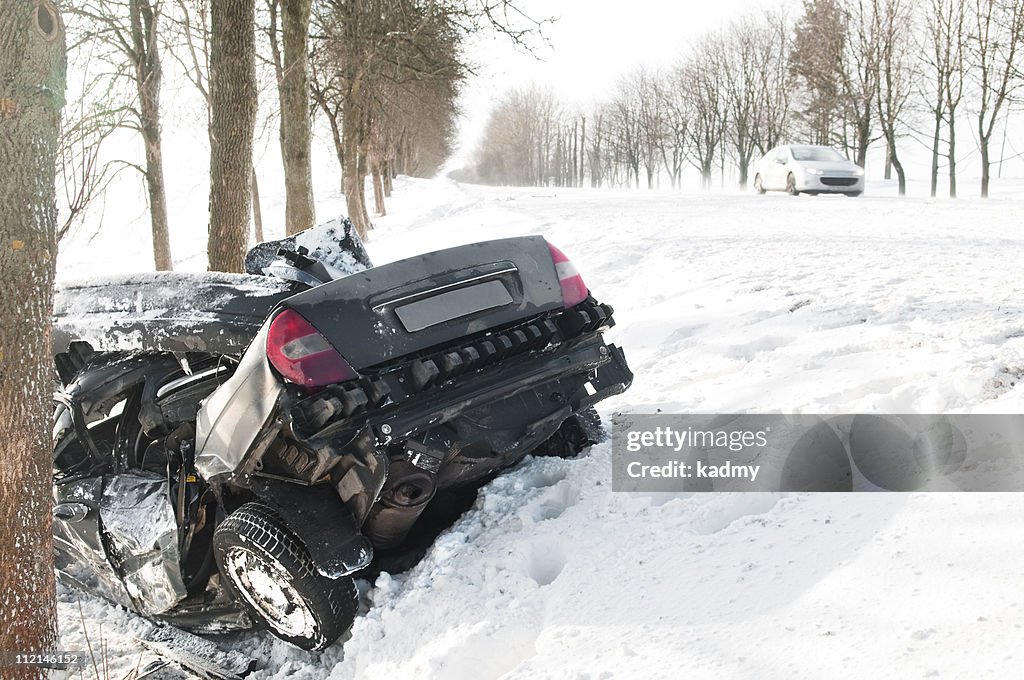 Winter car crash accident