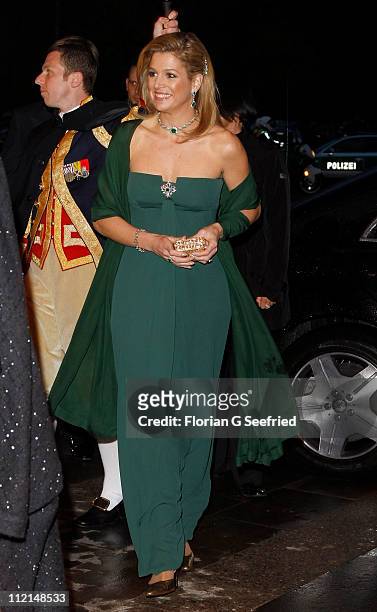 Princess Maxima arrives for the performance of the Dutch Royal Concert Orchestra at the Berlin Philharmonic on April 13, 2011 in Berlin, Germany. The...