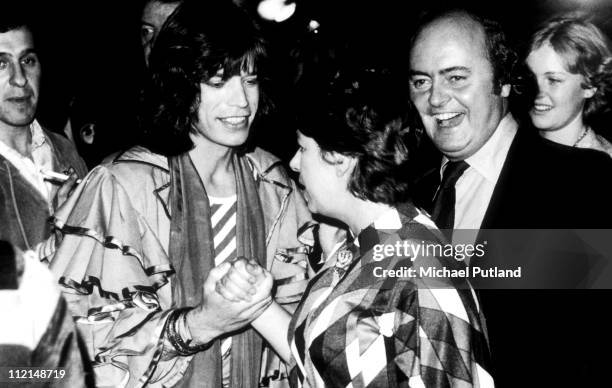Mick Jagger and Princess Margaret Countess of Snowdon , backstage, London, 1976.