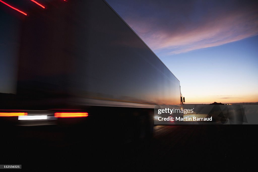 Semi-truck speeding on remote road