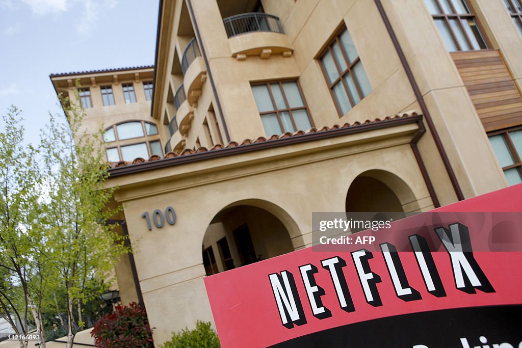 The Netflix company logo is seen at Netf
