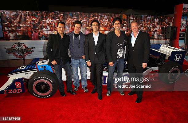 Dancing with the Stars champion and IZOD IndyCar Series Driver Helio Castroneves, actor Mark Wahlberg, IZOD IndyCar Series Driver Dario Franchitti,...