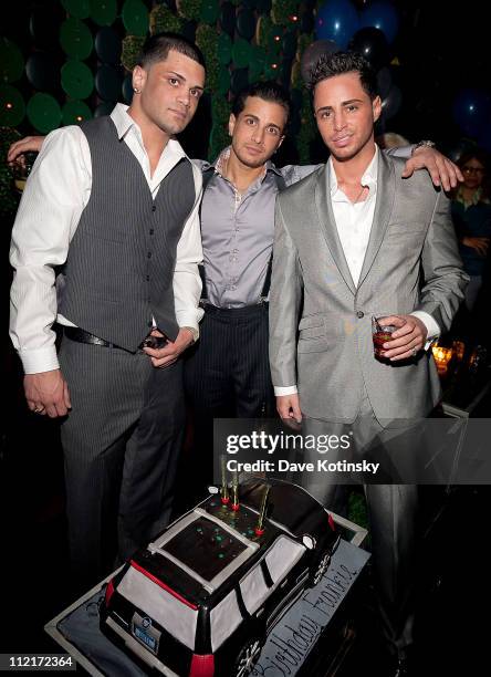 Frank Gotti Agnello; John Gotti Agnello and Carmine Agnello Jr. Attend Frank Gotti's birthday celebration at Greenhouse on April 13, 2011 in New York...