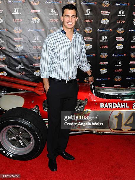 Indy Racing League driver Graham Rahal arrives at the IZOD IndyCar Series party to celebrate the 100th anniversary of the Indianapolis 500 at The...