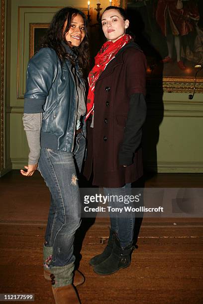 Angel Coulby and Katie McGrath attend the launch of a new attraction based on the hit BBC One drama series at Warwick Castle on April 13, 2011 in...