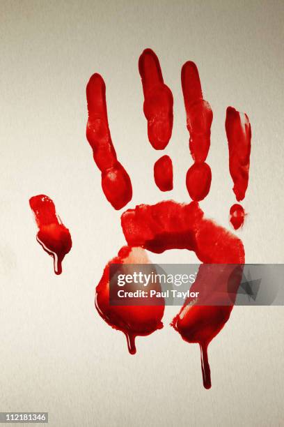 bloody handprint - handabdruck stock-fotos und bilder