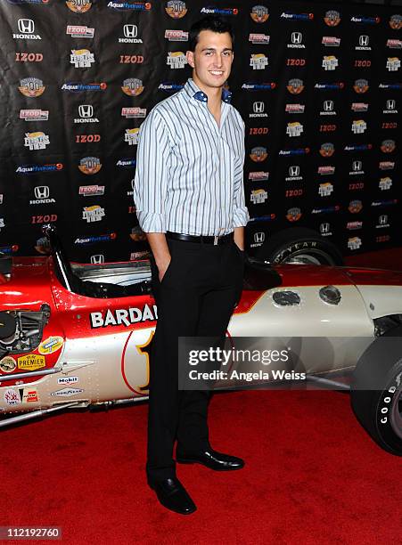 Indy Racing League driver Graham Rahal arrives at the IZOD IndyCar Series party to celebrate the 100th anniversary of the Indianapolis 500 at The...