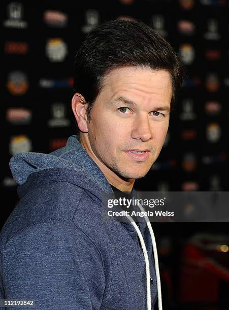 Actor Mark Wahlberg arrives at the IZOD IndyCar Series party to celebrate the 100th anniversary of the Indianapolis 500 at The Colony on April 13,...