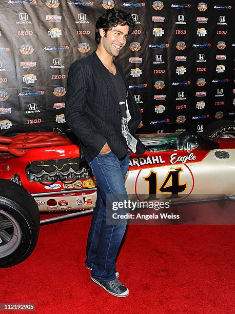 Actor Adrien Grenier arrives at the IZOD IndyCar Series party to celebrate the 100th anniversary of the Indianapolis 500 at The Colony on April 13,...