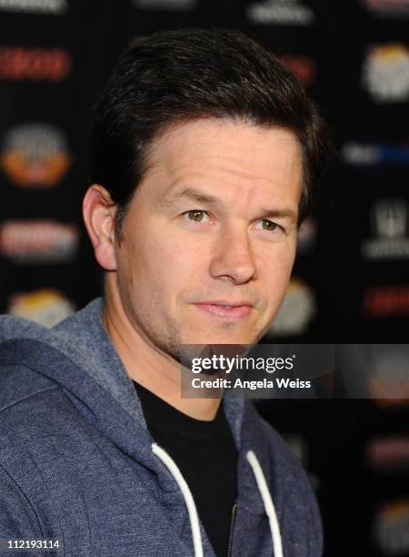 Actor Mark Wahlberg arrives at the IZOD IndyCar Series party to celebrate the 100th anniversary of the Indianapolis 500 at The Colony on April 13,...