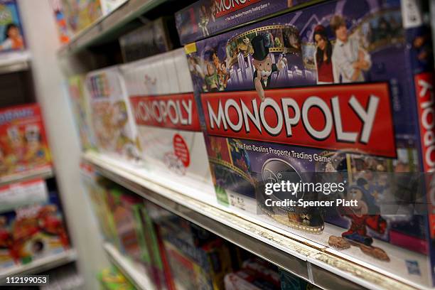The iconic board game Monopoly by toymaker Hasbro is displayed at a toy store on April 14, 2011 in New York City. As demand for board games and...