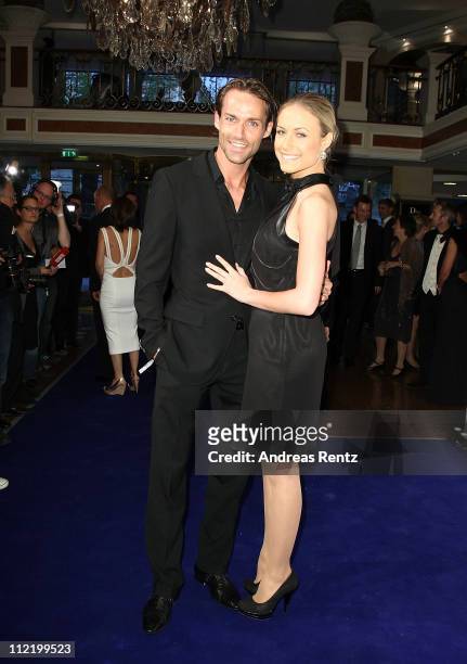Sven Hannawald and Alena Gerber attend the Success for Future Award 2011 at Bayerischer Hof on April 14, 2011 in Munich, Germany.