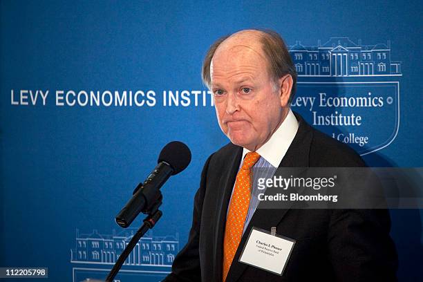 Charles Plosser, president and chief executive officer of the Federal Reserve Bank of Philadelphia, speaks at the Levy Economics Institute conference...