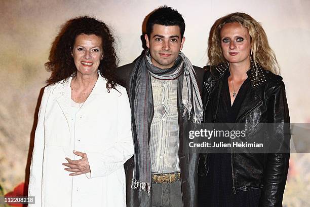 Aurore Auteuil, her mother Anne Jousset and her boyfriend Jimmy attend 'La Fille du Puisatier' Paris premiere at Cinema Gaumont Marignan on April 14,...