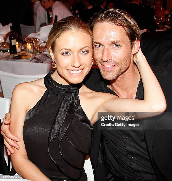 Sven Hannawald and girlfriend Alena Gerber attend the Success for Future Award 2011 awards ceremony at Bayerischer Hof on April 14, 2011 in Munich,...