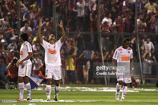 Danilo Da Silva , of Santos , celebrates a scored goal during a match against Cerro Porteno as part of the Santander Libertadores Cup at General...