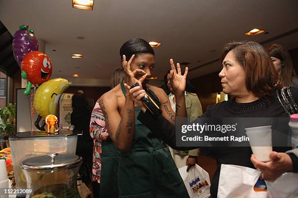 Vegan Celebrity Activist Suzanne Africa Engo volunteers for Garden State Market at Fit Families Forum against childhood obesity at Englewood Hospital...