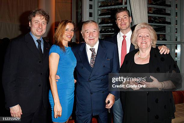 Marco Maccioni, guest, Sirio Maccioni, Mauro Maccioni, and Egidiana Maccioni attend Sirio Maccioni's birthday dinner at Le Cirque on April 14, 2011...