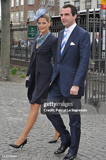 Princess Tatiana of Greece and Prince Nikolaos of Greece arrive to attend the christening of Crown Prince Frederik of Denmark's twins at Holmens...