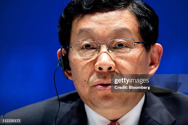 29 Chinese Commerce Minister Chen Deming Speaks At Business Forum Stock