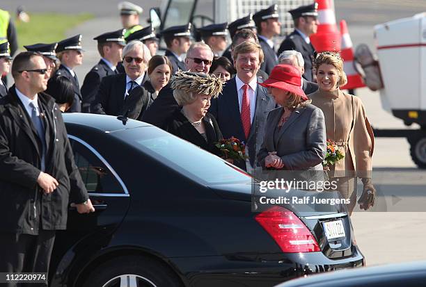 Govenor of the German state of Northrhein-Westphalia, Hannelore Kraft welcomes Princess Maxima , Prince Willem-Alexander and Queen Beatrix of the...