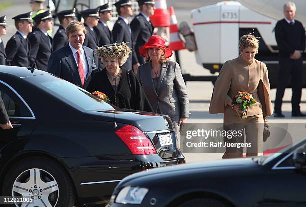 Govenor of the German state of Northrhein-Westphalia, Hannelore Kraft welcomes Princess Maxima , Prince Willem-Alexander and Queen Beatrix of the...