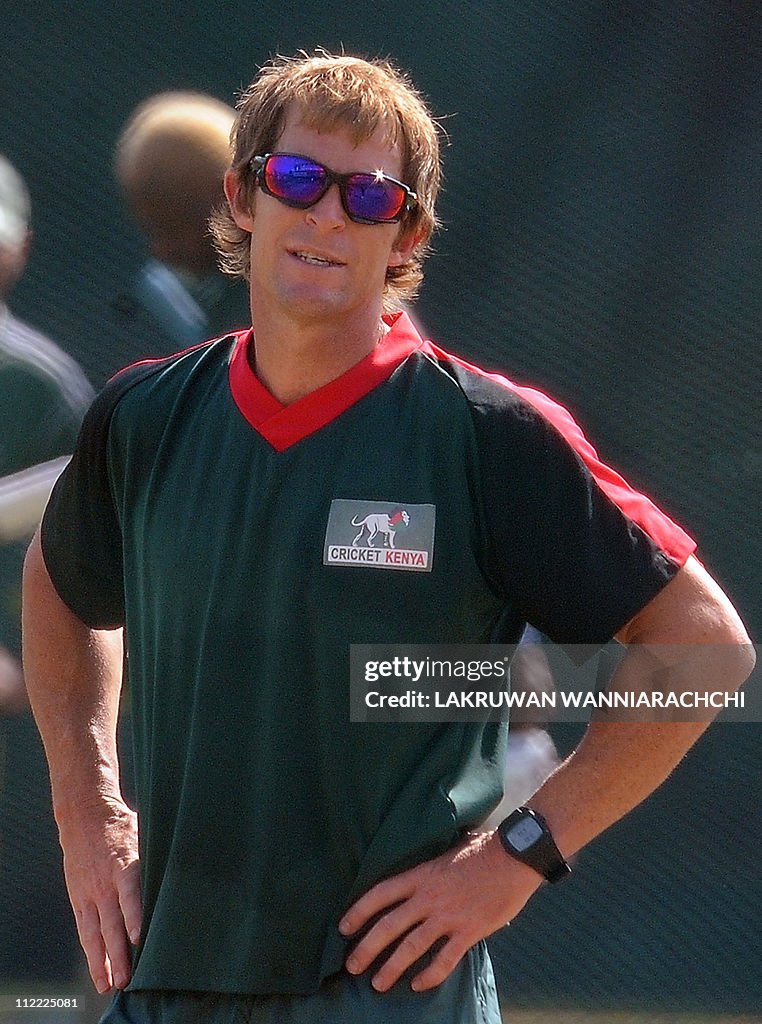 Kenyan cricket coach Jonty Rhodes watche