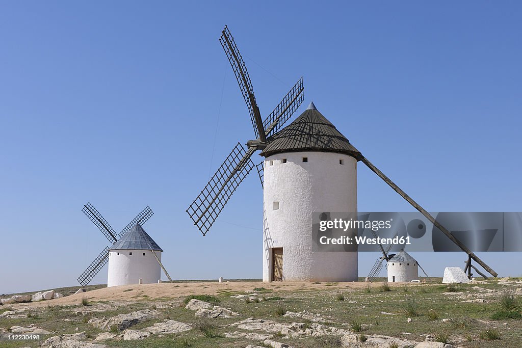 Spain, Toledo Province, Castile-La Mancha, View of windmill at Campo de Criptana