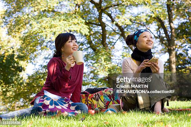 young women having lunch - university student picnic stock pictures, royalty-free photos & images