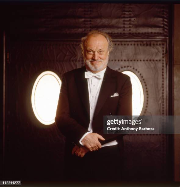 Portrait of German-born Kurt Masur, noted conductor, during a visit to the University of Michigan, 1991.