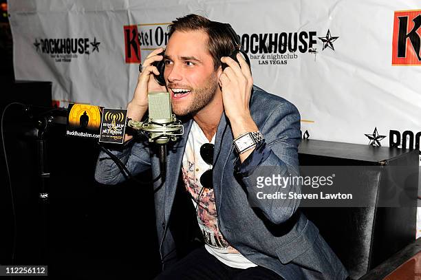Recording artist Josh Strickland speaks during "The Robert & Paco Show" podcast at Rockhouse Bar & Nightclub on April 15, 2011 in Las Vegas, Nevada.