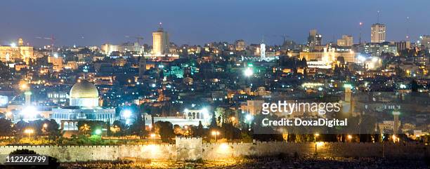 old city jerusalem at night - jerusalem city stock pictures, royalty-free photos & images