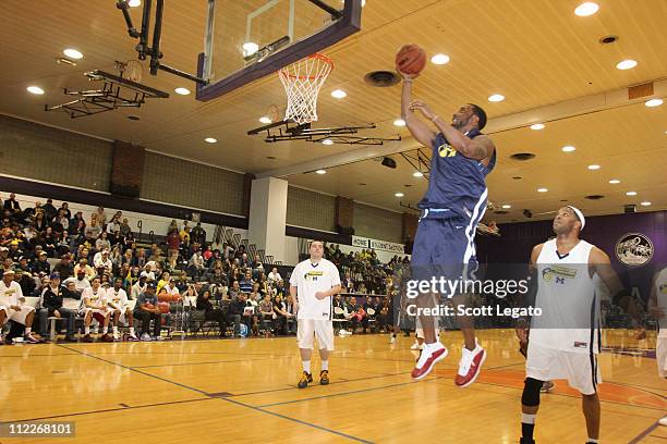 Indianapolis Colts Marlin Jackson attends a celebrity basketball game hosted by Braylon Edwards of the NY Jets at Pioneer High School on April 15,...