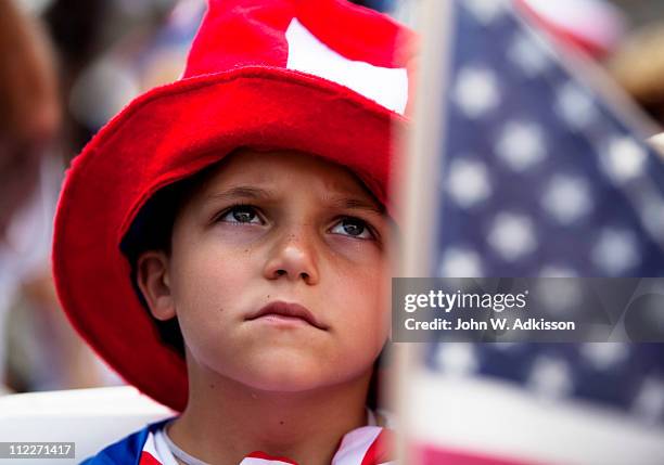 Sam Steffer listens during the 2011 Palm Beach County Tax Day Tea Party on April 16, 2011 at Sanborn Square in Boca Raton, Florida. Trump is...